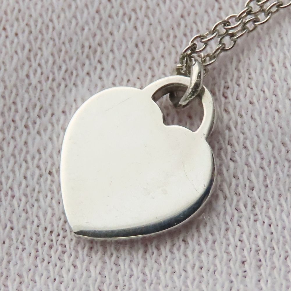 Tiffany & Co. Return to Double Heart Tag Necklace, Sterling Silver 925, Blue ... - Picture 6 of 10